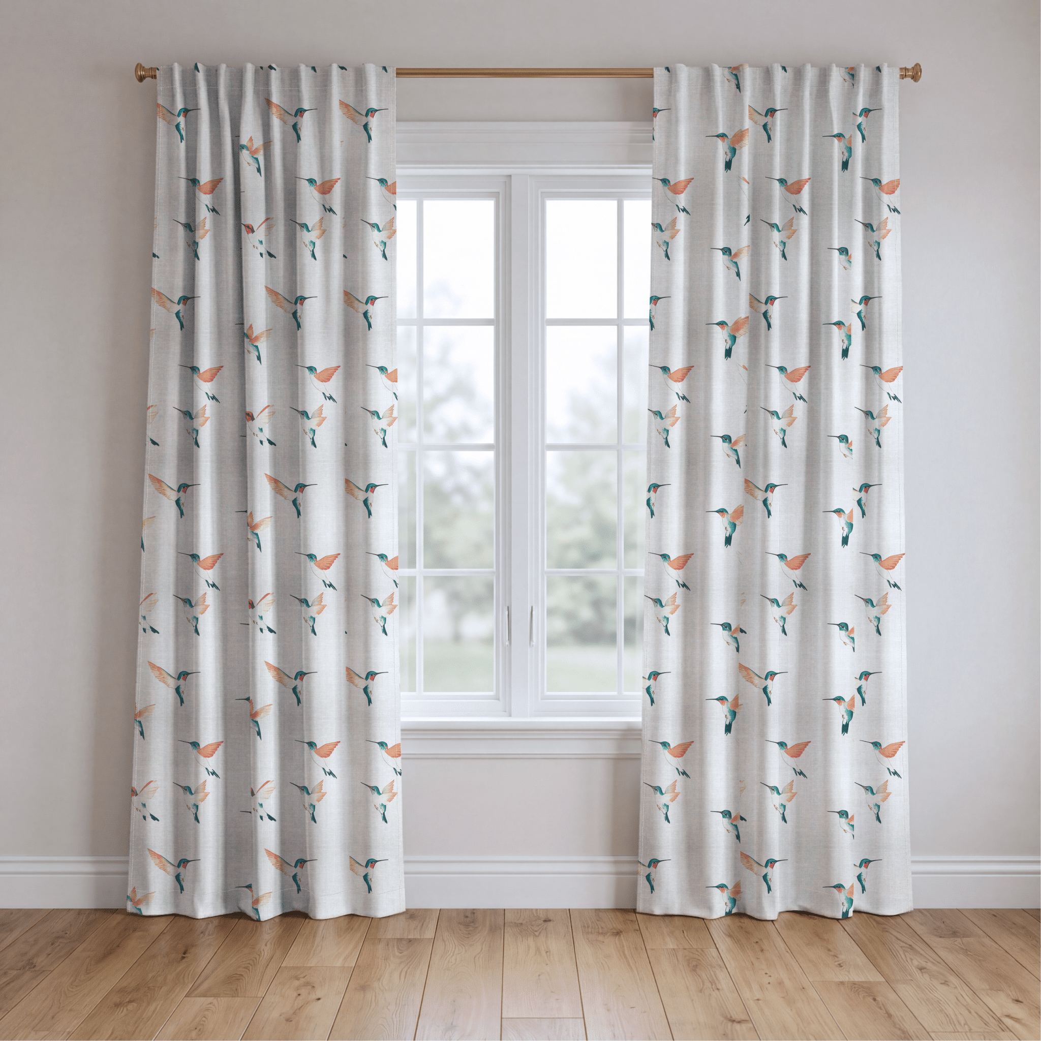 Hummingbirds - Drapery - Benton Lane Home - Lemon Park