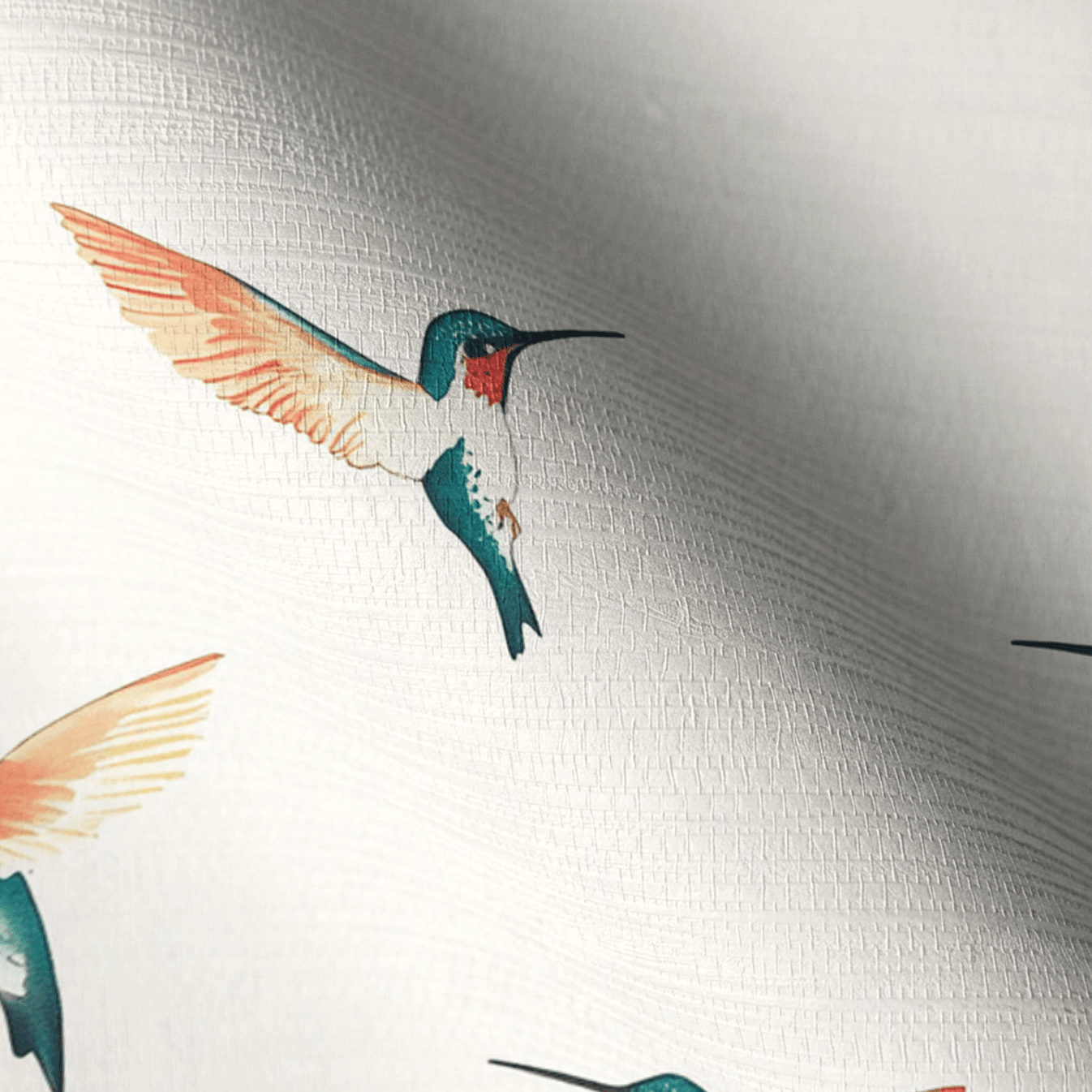 Hummingbirds Faux Grasscloth Wallpaper - Lemon Park