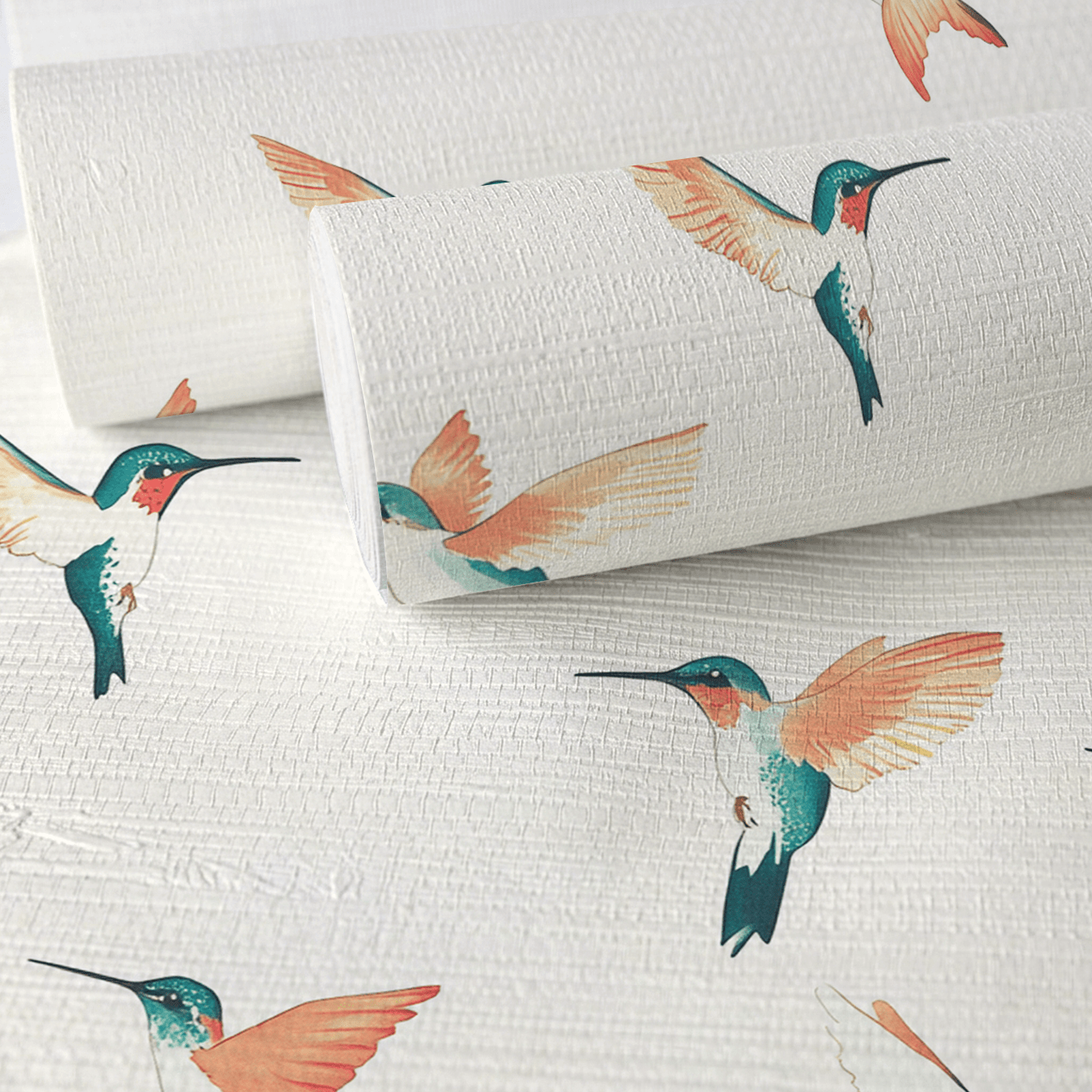 Hummingbirds Faux Grasscloth Wallpaper - Lemon Park