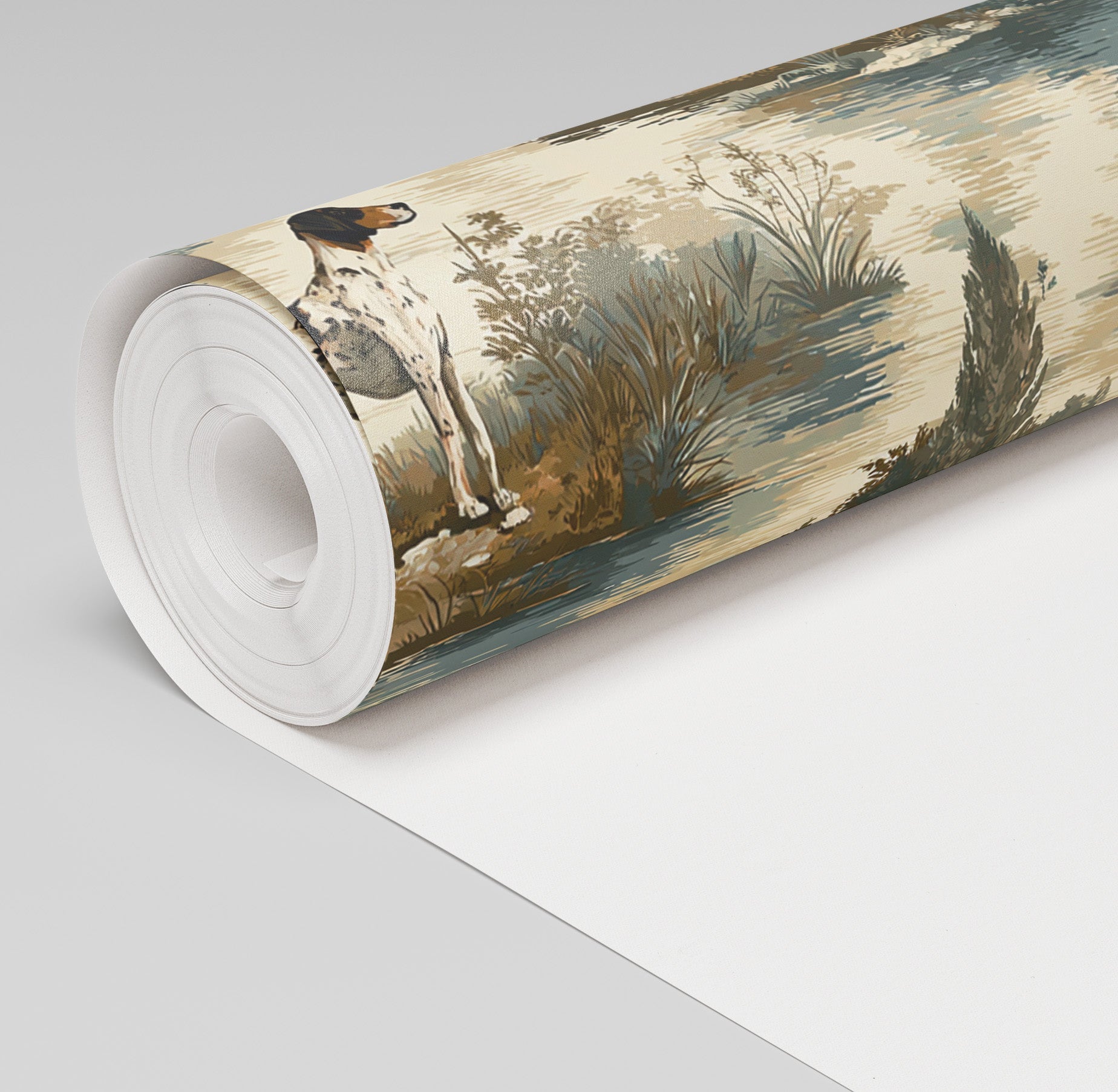 Hunting Dog Toile Wallpaper - Painted Paper