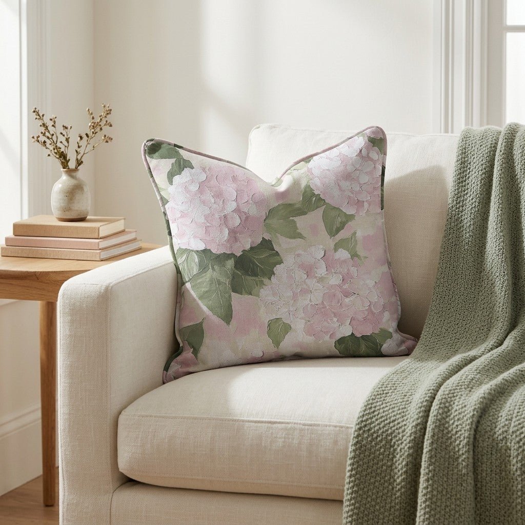 Hydrangea Haven Throw Pillow - Lemon Park