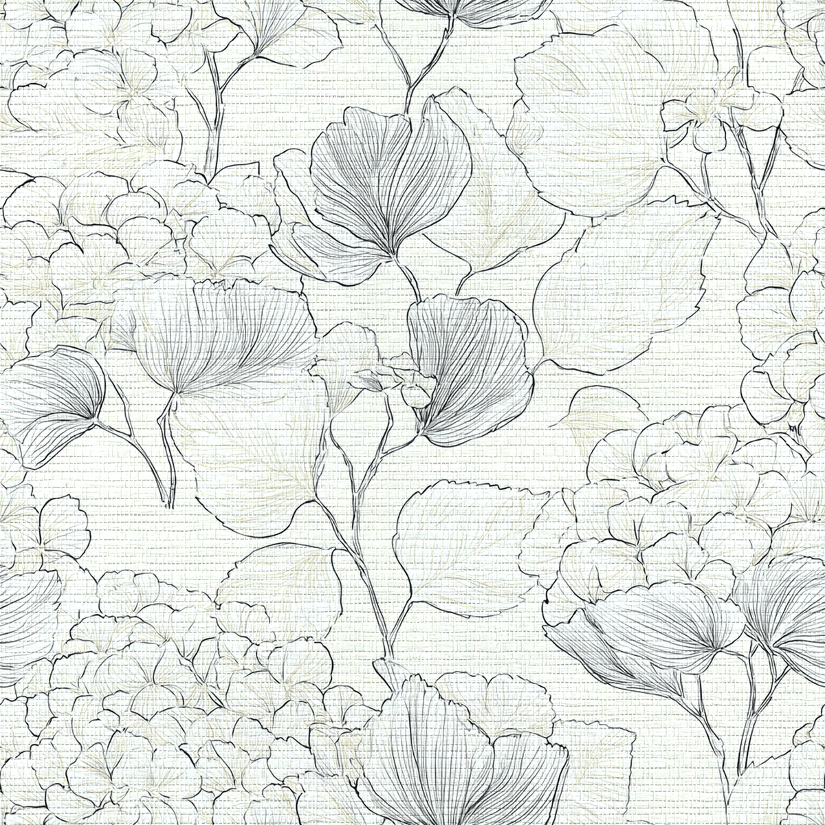 Hydrangea Lining Faux Grasscloth Wallpaper - Lemon Park