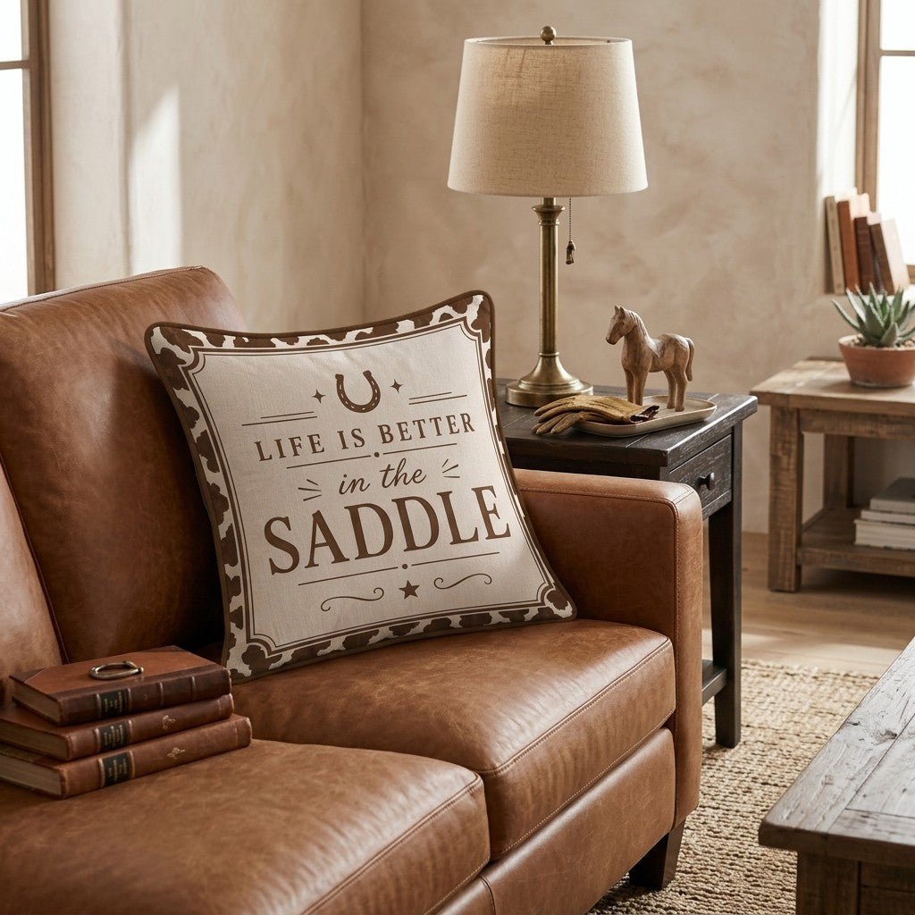 In the Saddle Throw Pillow - Benton Lane Home - Hillcroft Home