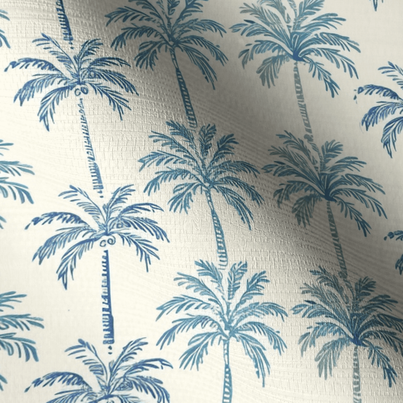 Indigo Palm Faux Grasscloth Wallpaper - Painted Paper