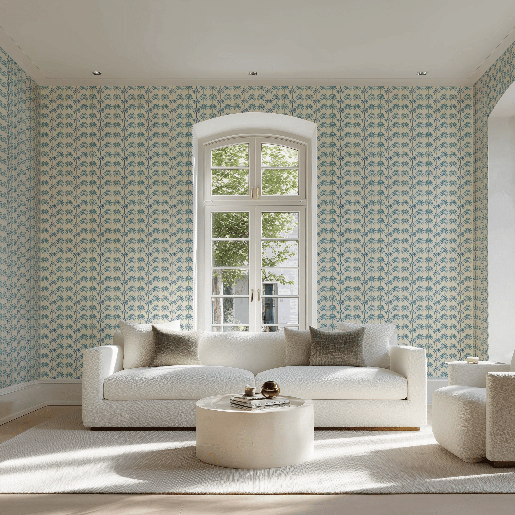 Indigo Palm Wallpaper - Painted Paper