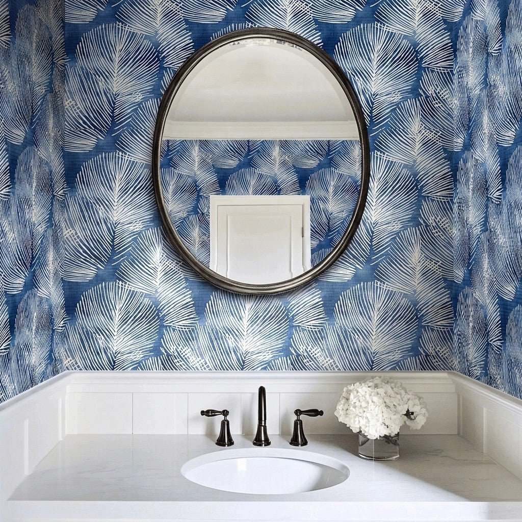 Indigo Shibori Faux Grasscloth Wallpaper - Benton Lane Home - Painted Paper