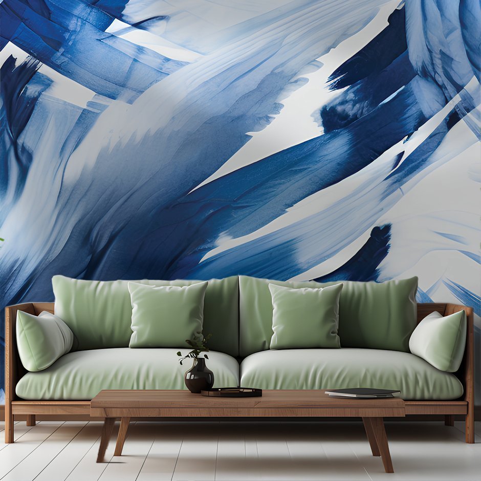 Isla Azure Flow Mural Sample - Painted Paper