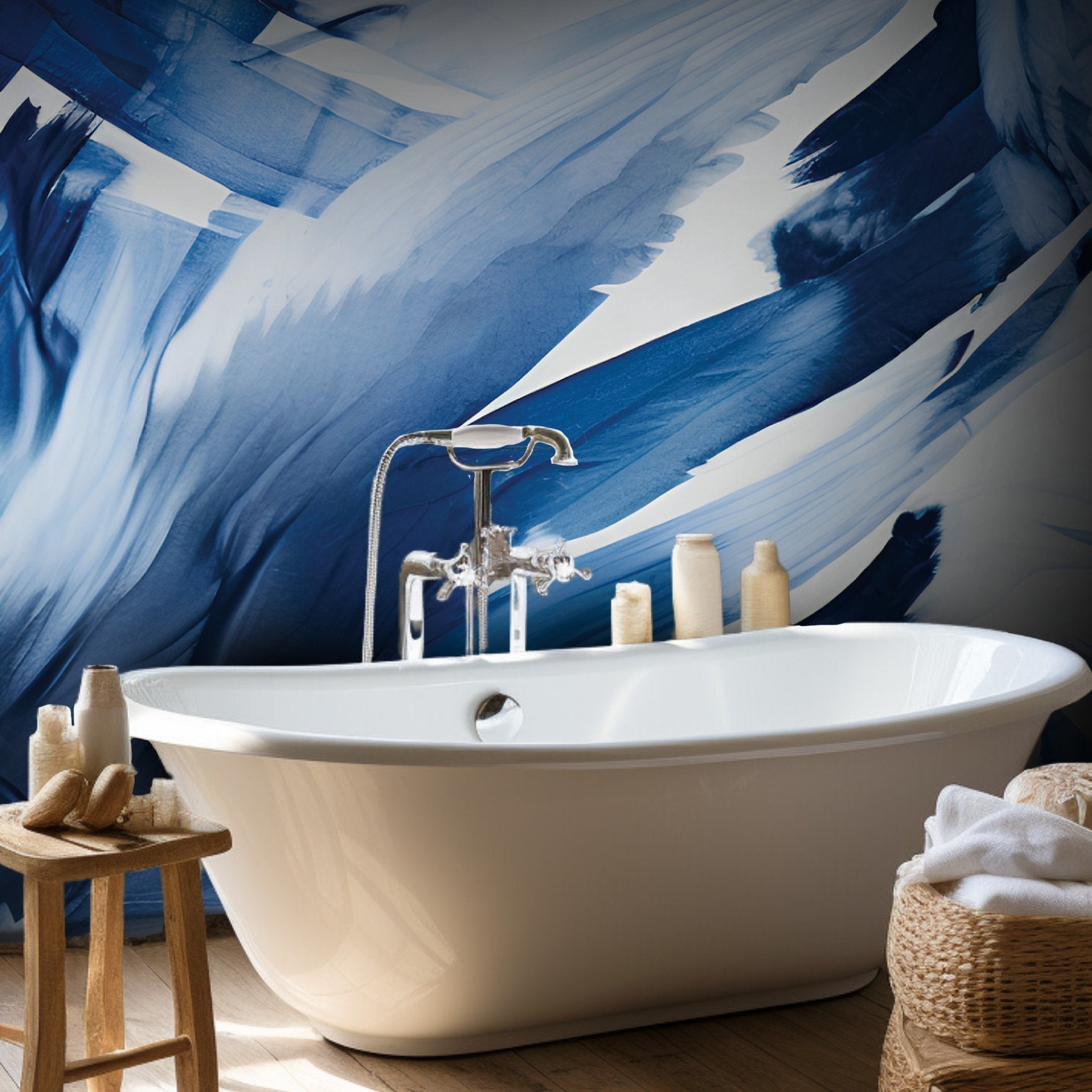 Isla Azure Flow Mural Sample - Painted Paper