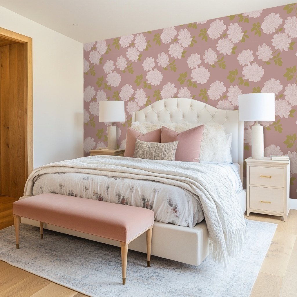 Dusty Rose Peonies Wallpaper