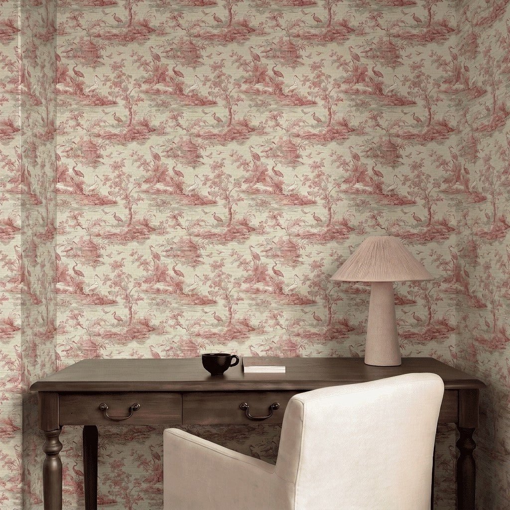 Julianne Toile Faux Grasscloth Wallpaper - Painted Paper