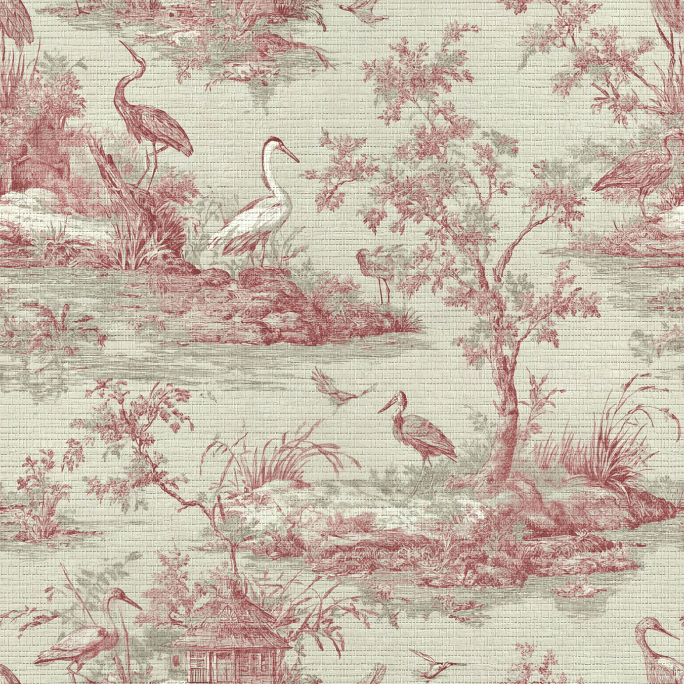 Julianne Toile Faux Grasscloth Wallpaper - Painted Paper