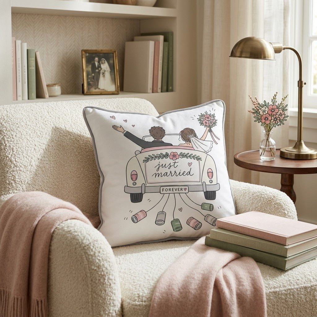 Just Married Throw Pillow - Benton Lane Home - Hillcroft Home
