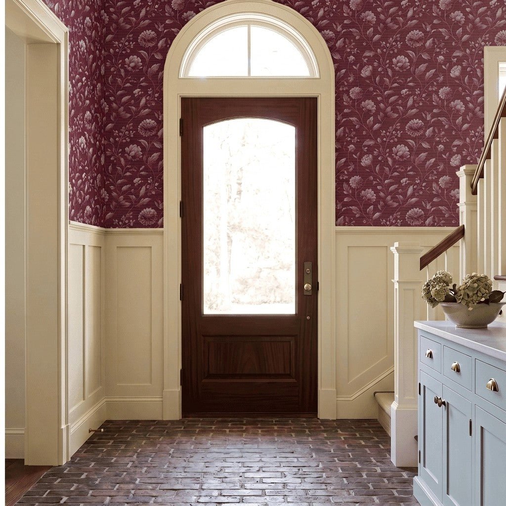 Kensington Bloom Faux Grasscloth Wallpaper - Painted Paper