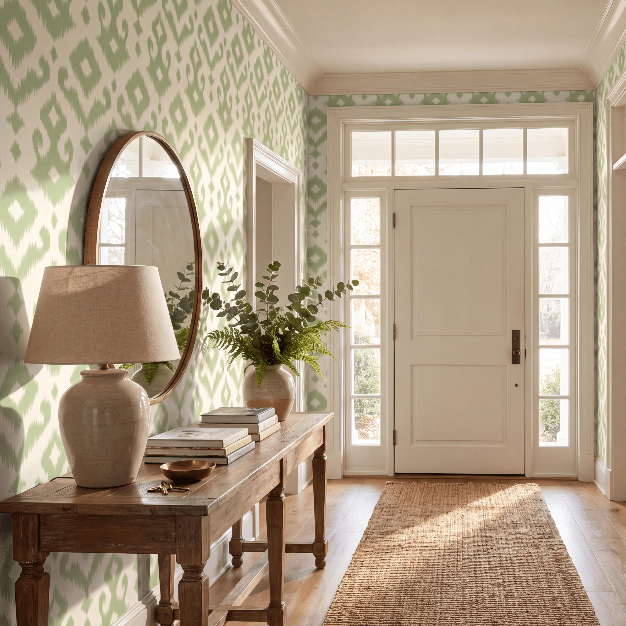 Key Lime Celadon Ikat Wallpaper - Lemon Park