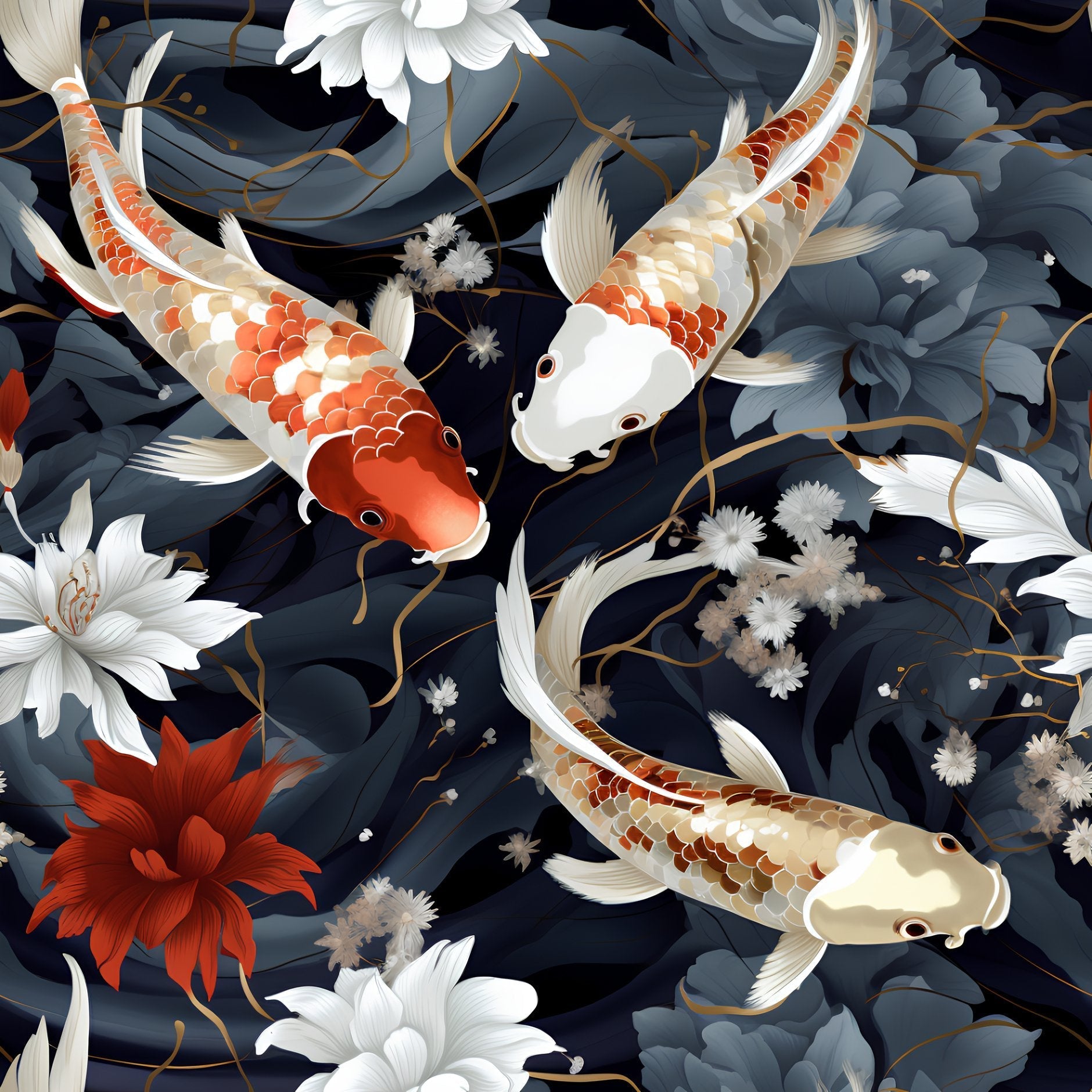 Koi Serenity Wallpaper - Benton Lane Home - Painted Paper