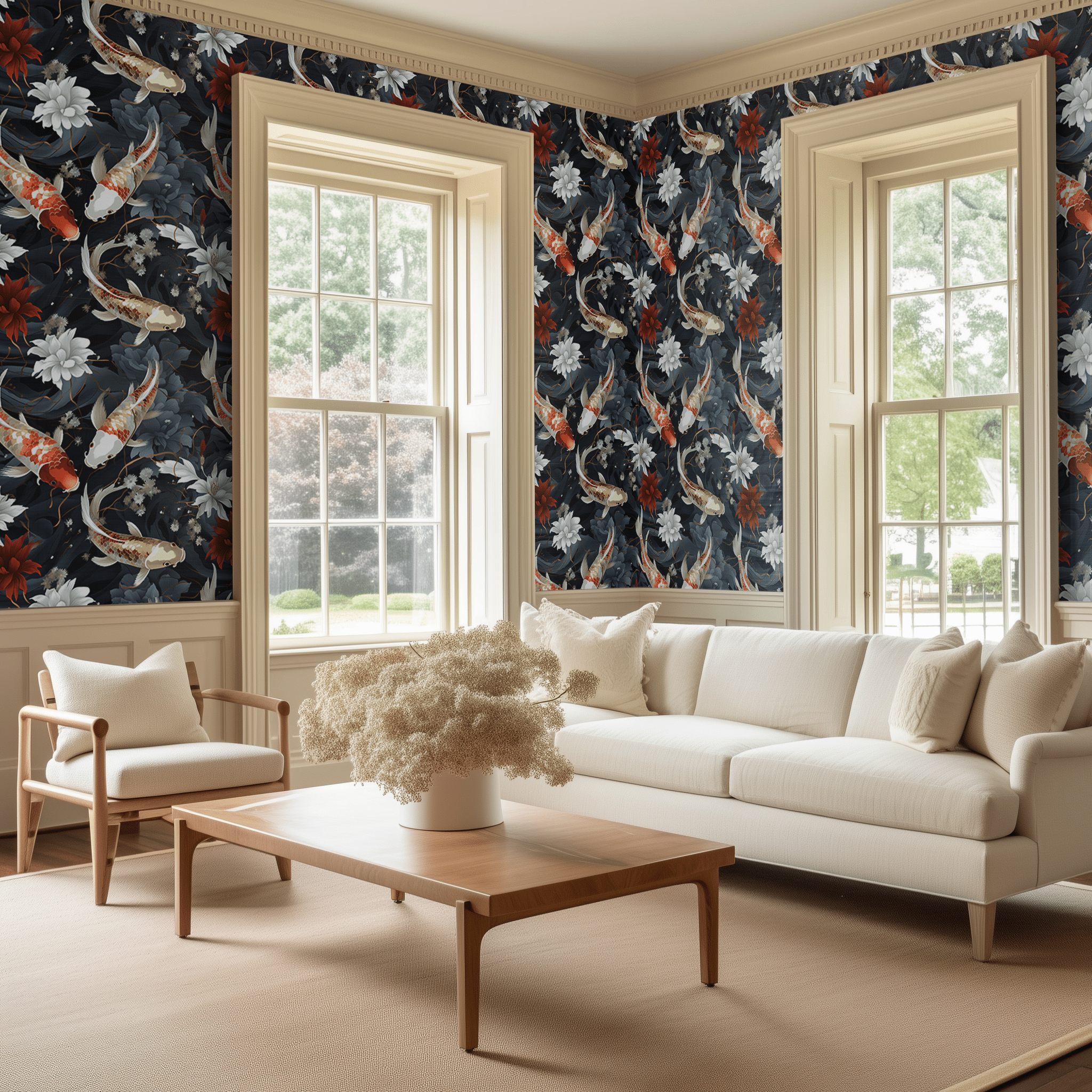 Koi Serenity Wallpaper - Benton Lane Home - Painted Paper