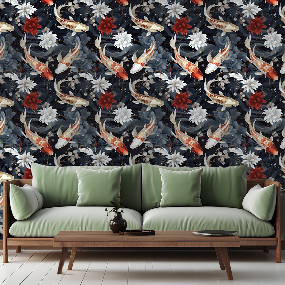 Koi Serenity Wallpaper - Benton Lane Home - Painted Paper