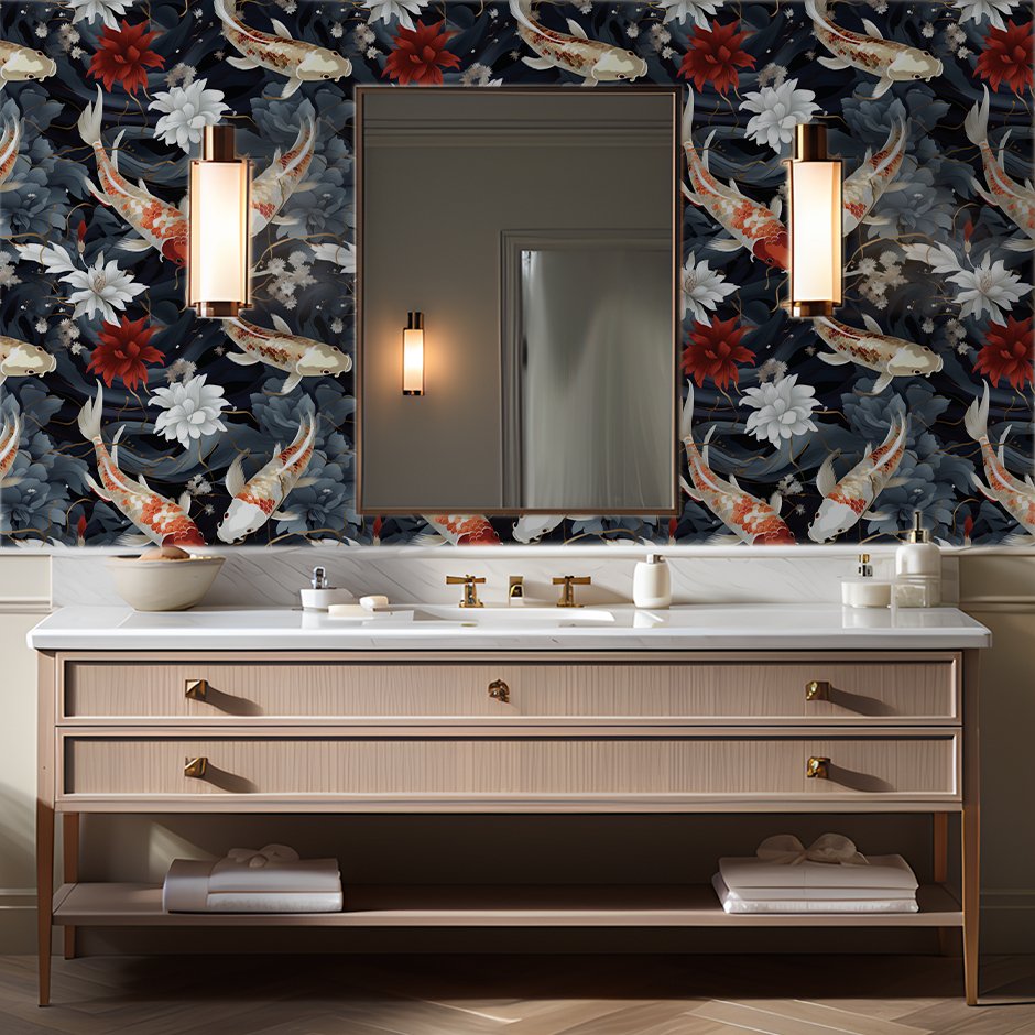 Koi Serenity Wallpaper - Painted Paper