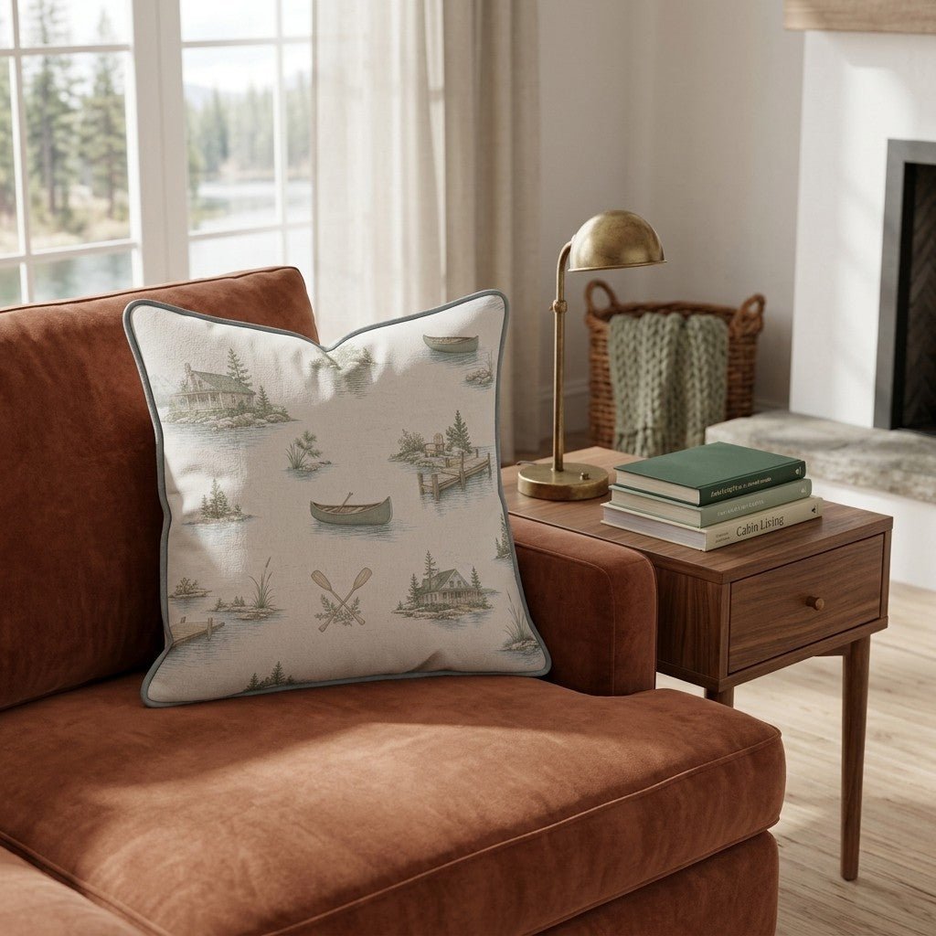 Lake Day Toile Throw Pillow - Benton Lane Home - Hillcroft Home