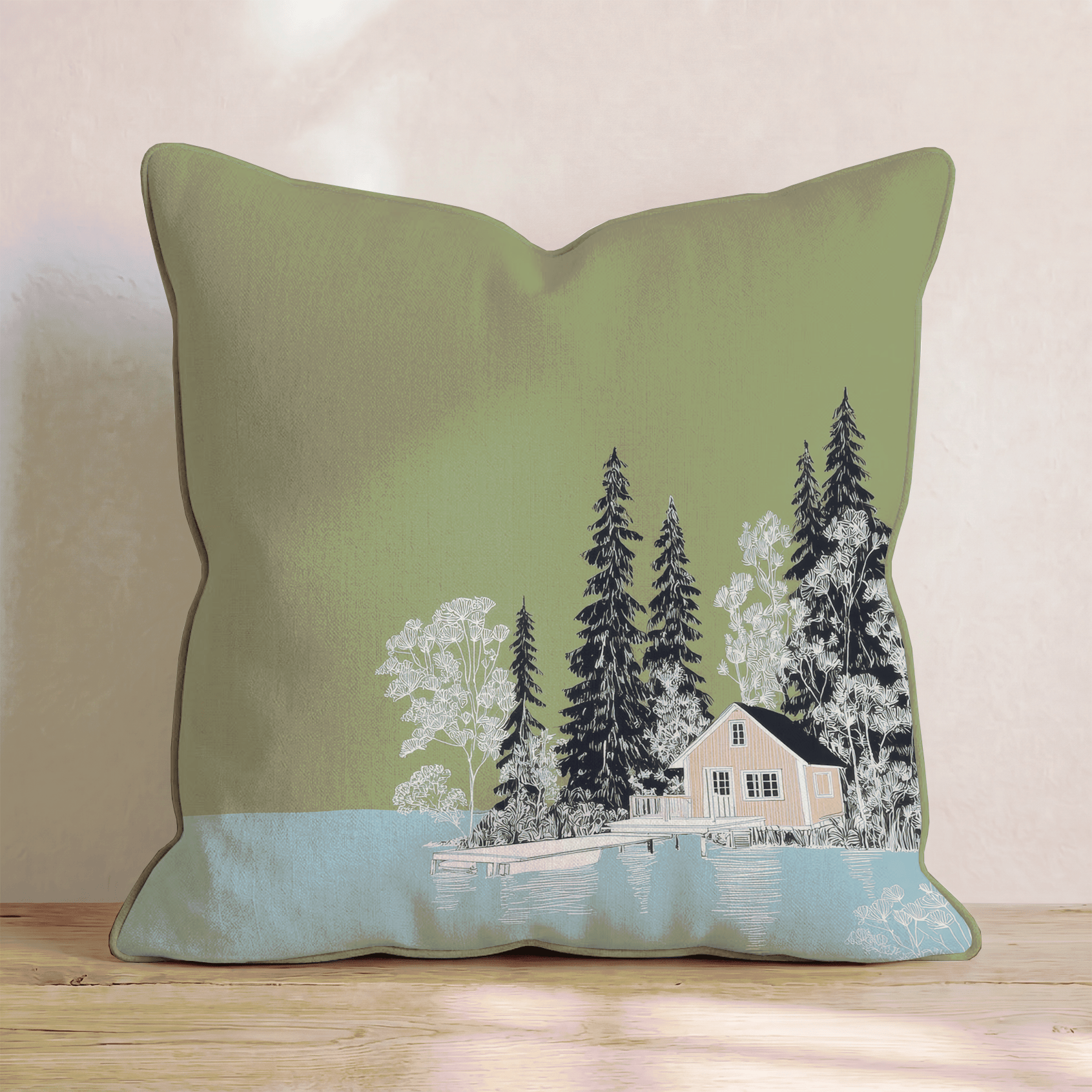 Lakeside Cabin Throw Pillow - Benton Lane Home - Hillcroft Home