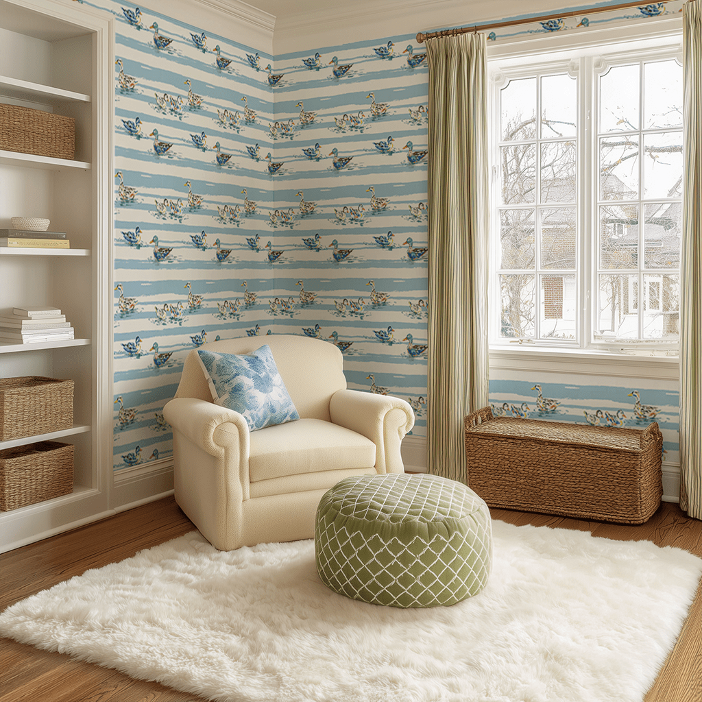 Lakeside Stripe Wallpaper - Benton Lane Home - Lemon Park
