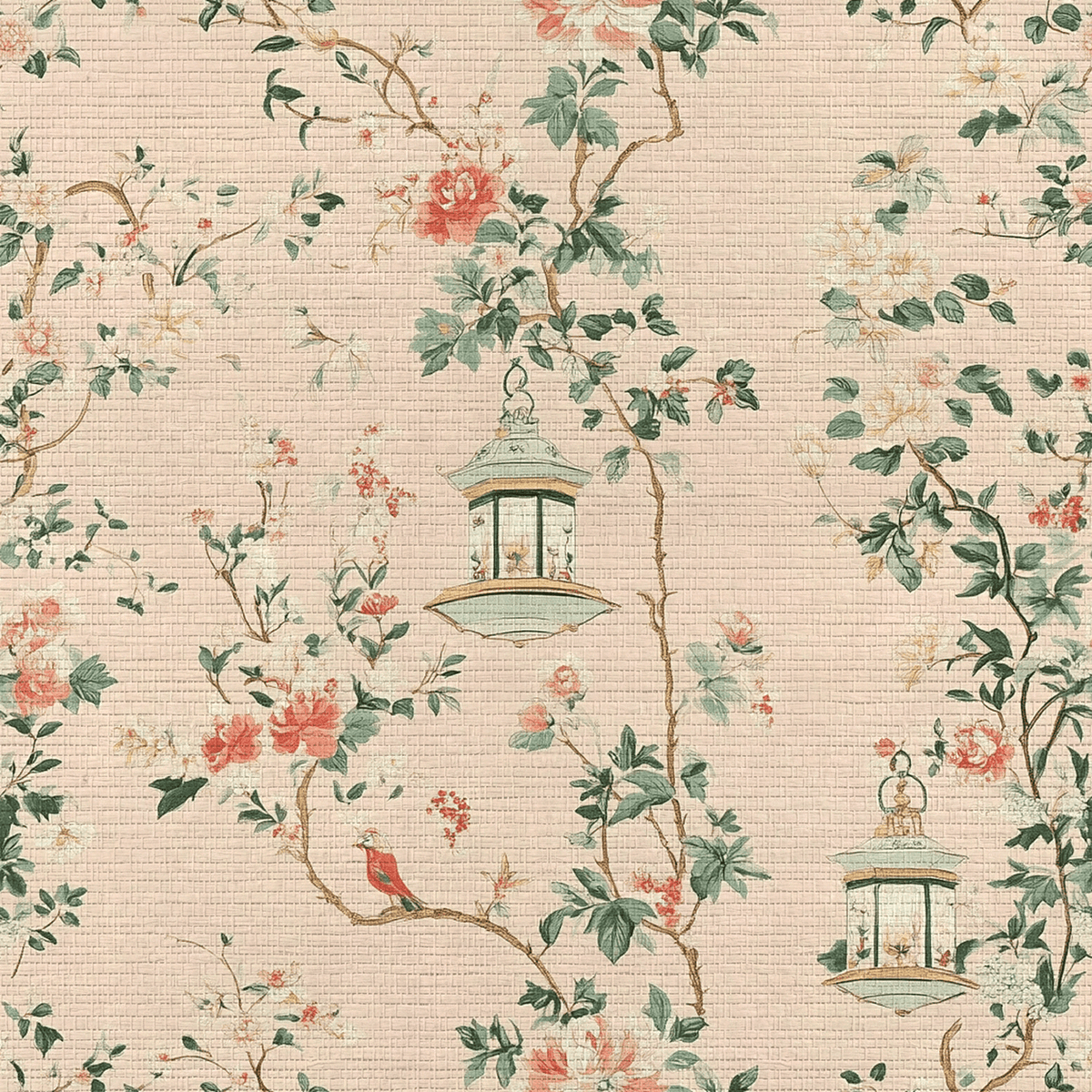 Lantern Lit Faux Grasscloth Wallpaper - Benton Lane Home - Lemon Park
