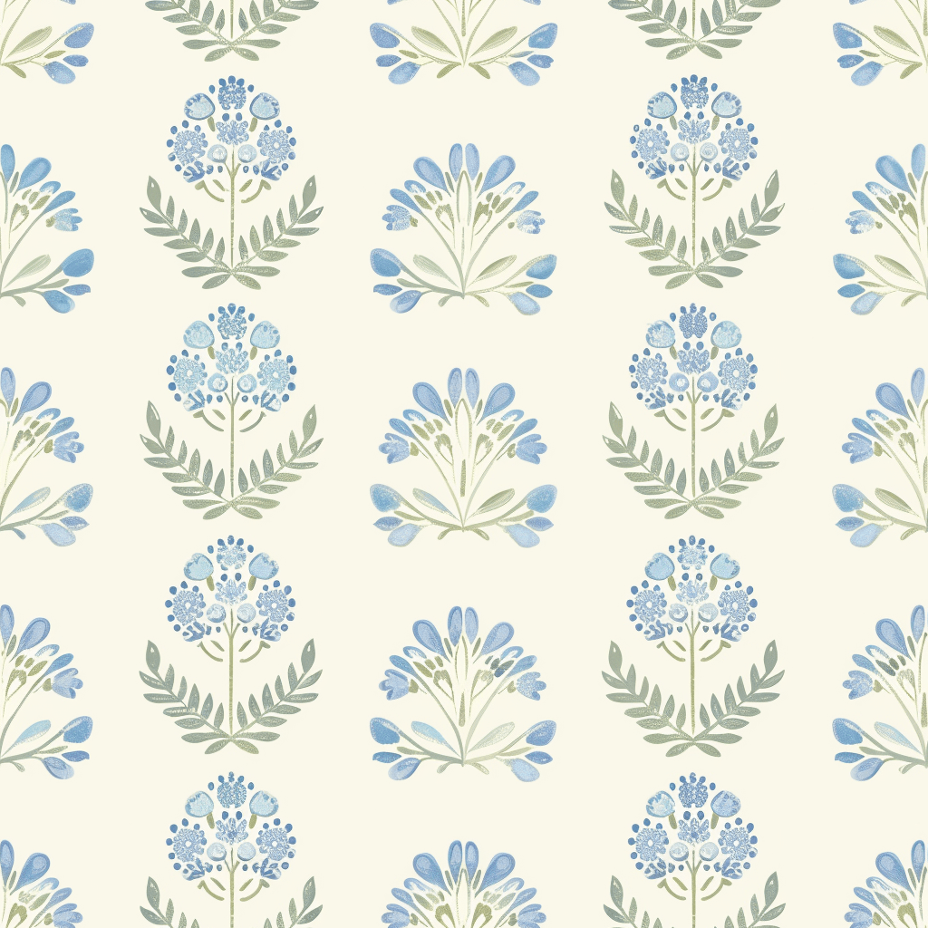 Lapis Topiary Wallpaper - Painted Paper
