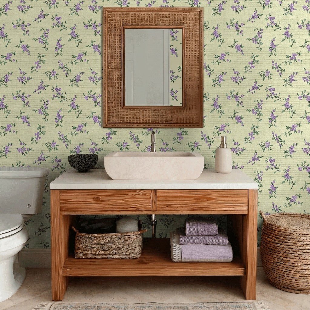 Lavender Sprig Faux Grasscloth Wallpaper - Benton Lane Home - Lemon Park