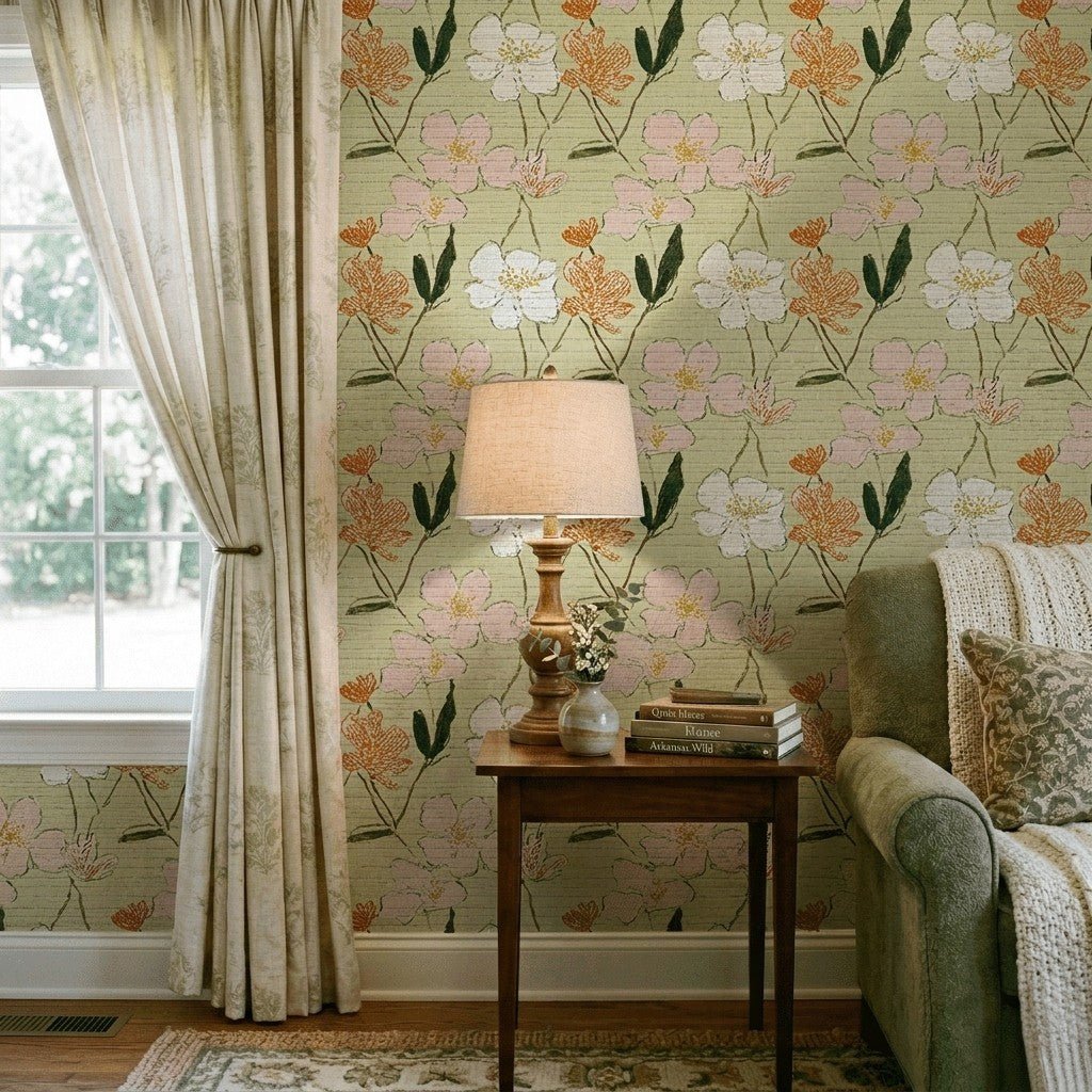 Lavinia Faux Grasscloth Wallpaper - Benton Lane Home - Lemon Park