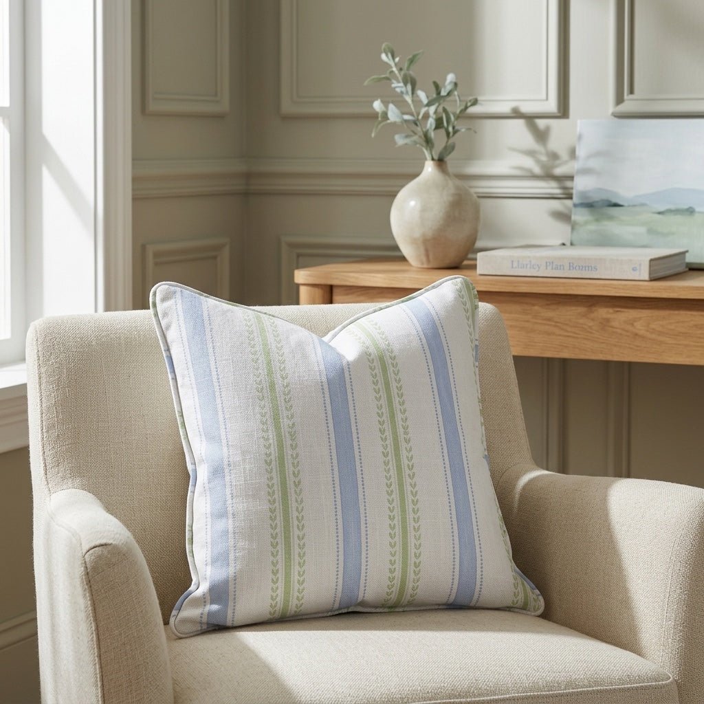 Leaf Me Be Garden Stripe Throw Pillow - Benton Lane Home - Lemon Park