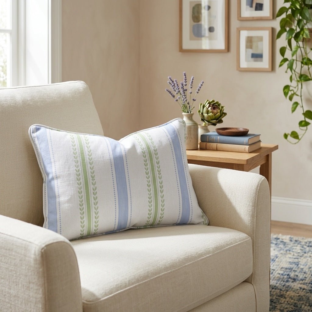 Leaf Me Be Garden Stripe Throw Pillow - Benton Lane Home - Lemon Park