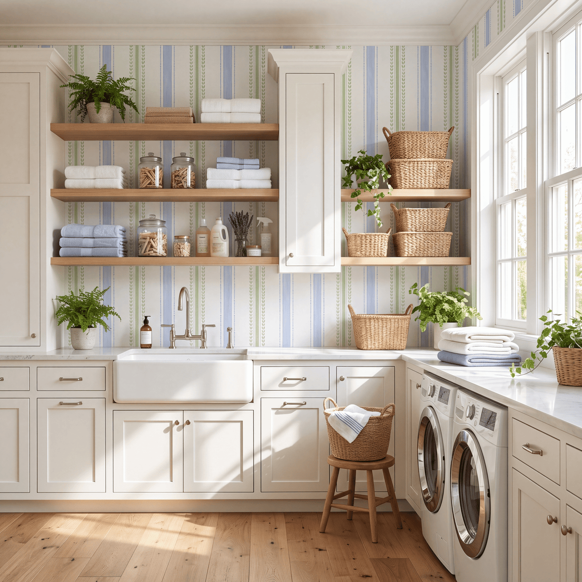 Leaf Me Be Garden Stripe Wallpaper - Lemon Park