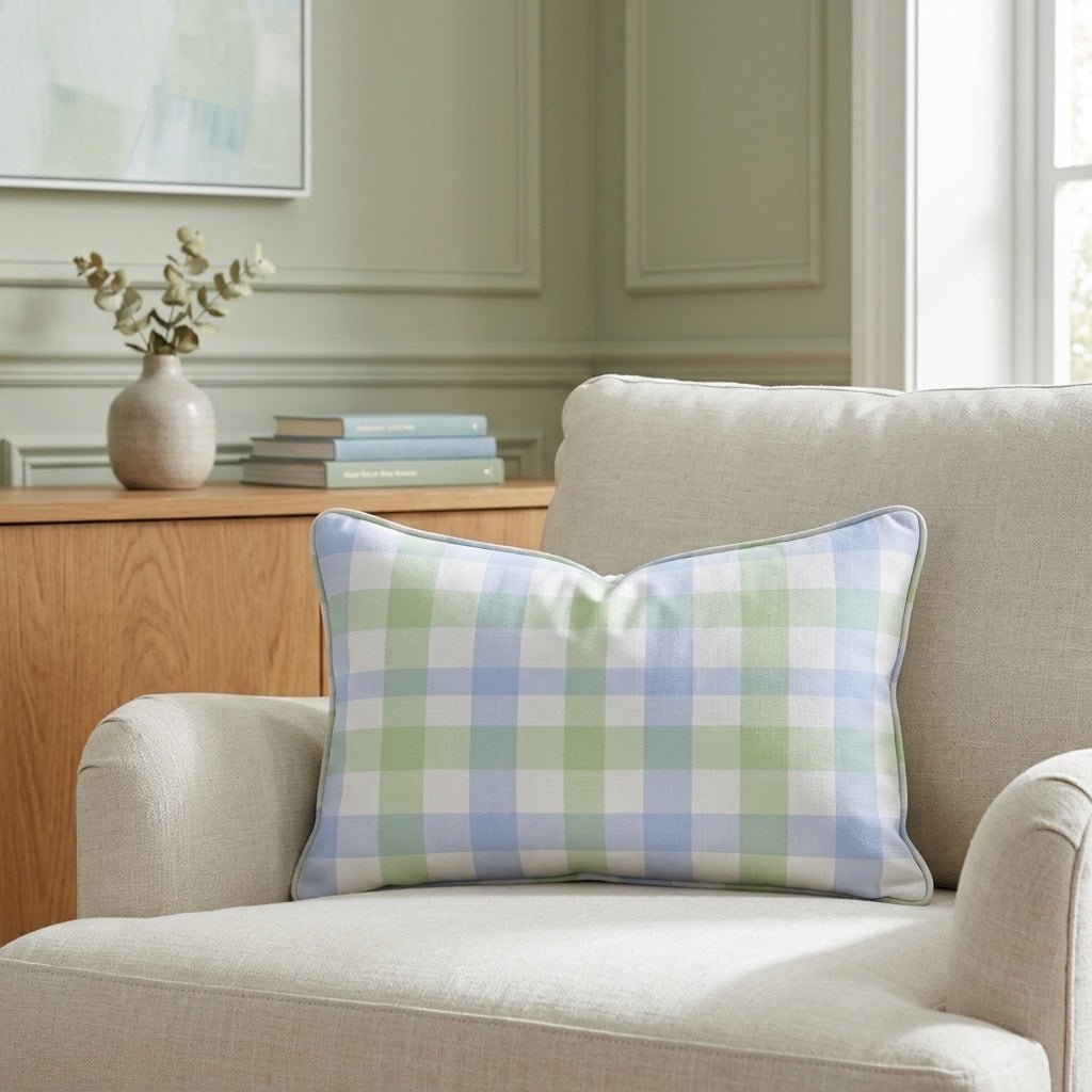 Leaf Me Be Gingham Throw Pillow - Benton Lane Home - Lemon Park