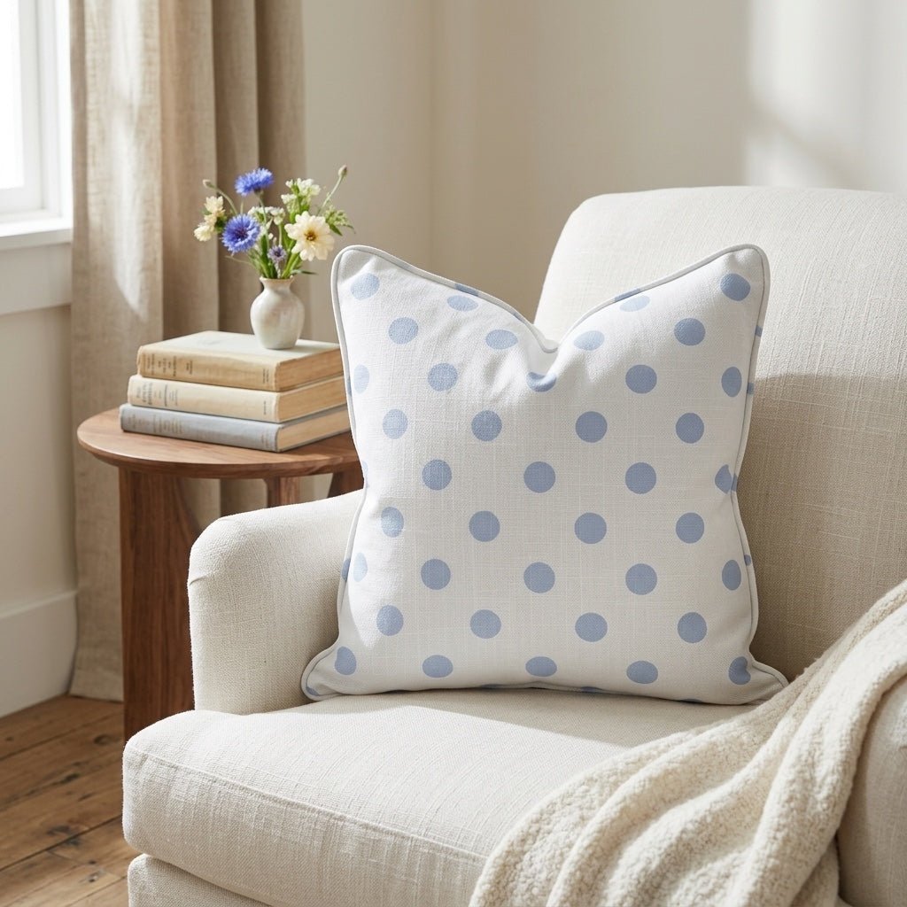 Leaf Me Be Periwinkle Dots Throw Pillow - Benton Lane Home - Lemon Park