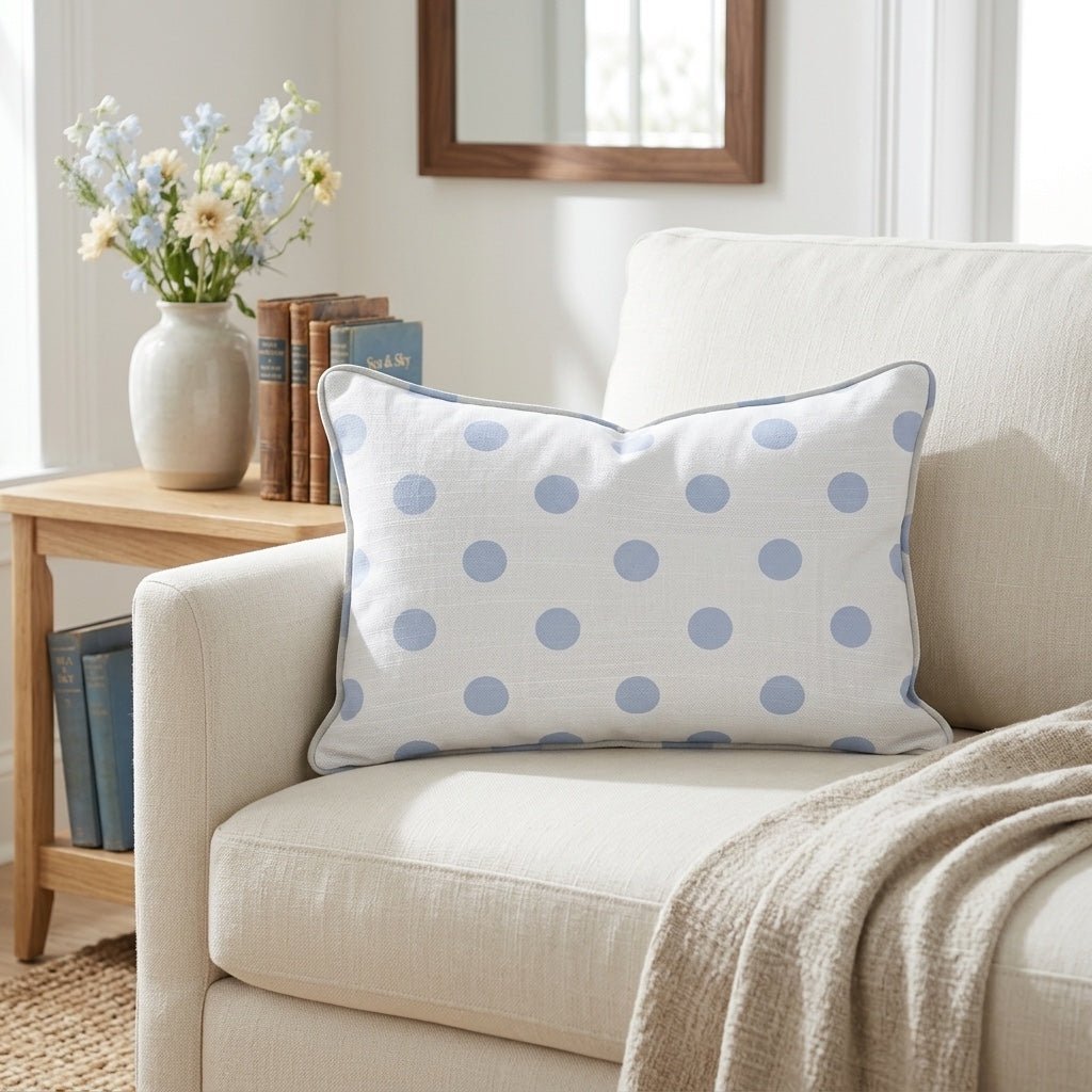 Leaf Me Be Periwinkle Dots Throw Pillow - Benton Lane Home - Lemon Park