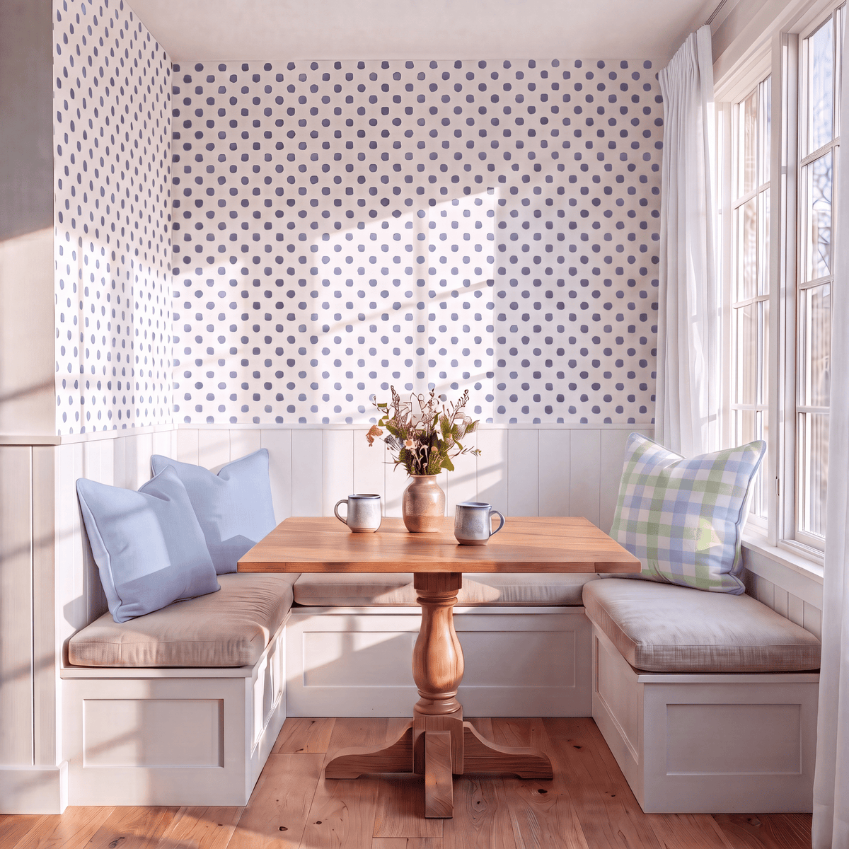 Leaf Me Be Periwinkle Dots Wallpaper - Benton Lane Home - Lemon Park