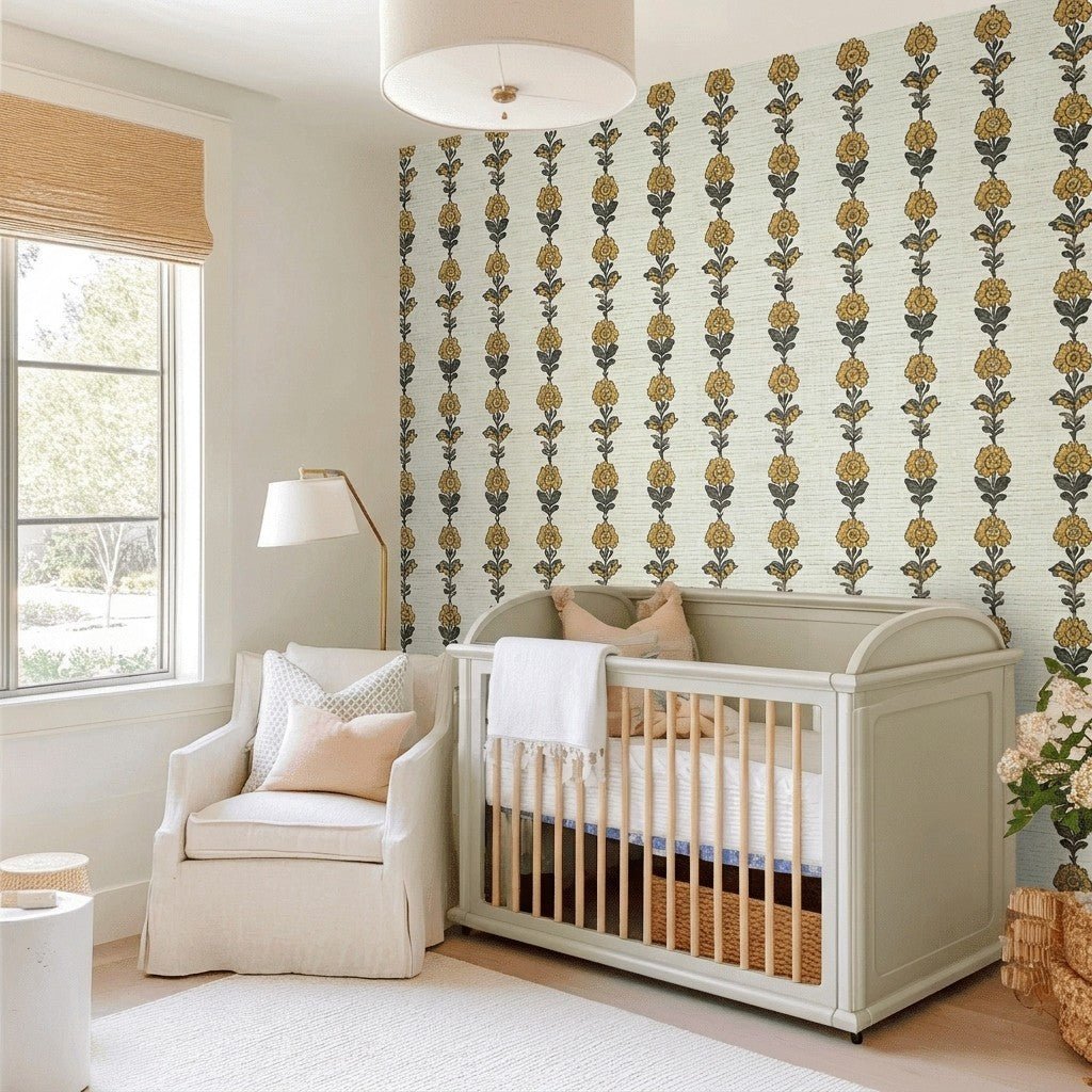 Lemon Poppy Faux Grasscloth Wallpaper - Benton Lane Home - Lemon Park