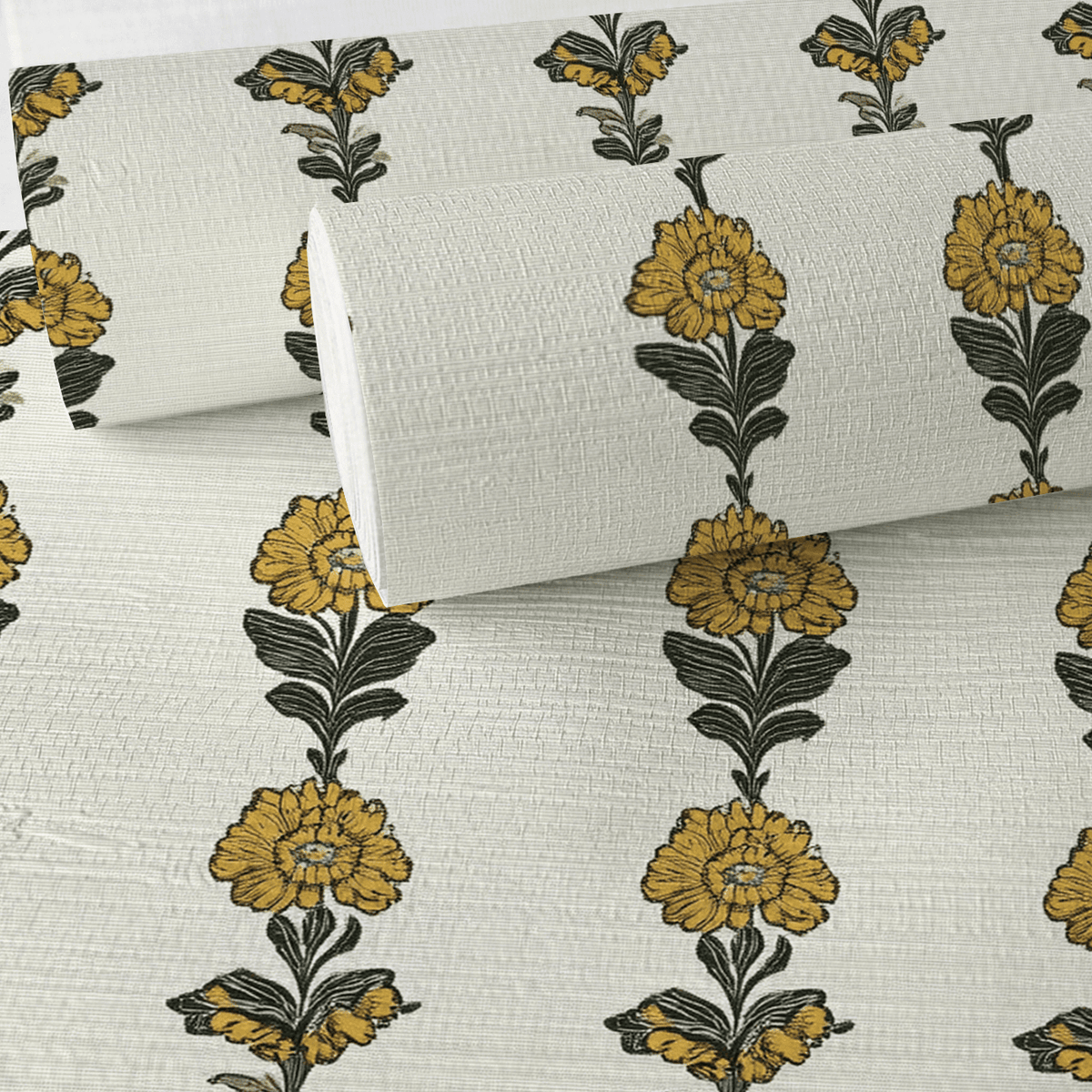 Lemon Poppy Faux Grasscloth Wallpaper - Benton Lane Home - Lemon Park