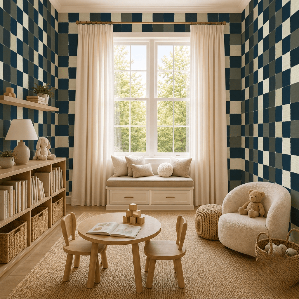 Letterman Check Faux Grasscloth Wallpaper - Benton Lane Home - Lemon Park