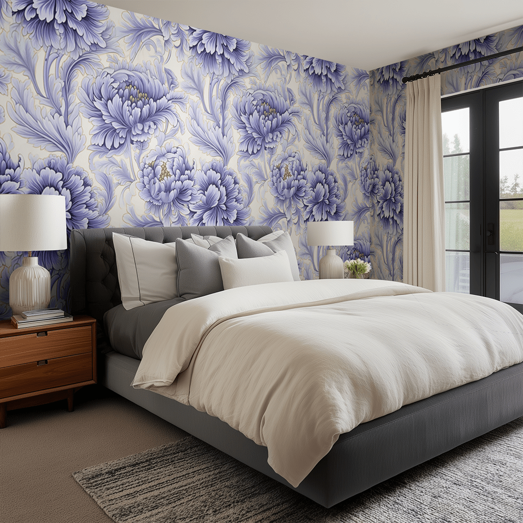 Lilia Neo Classical Blossoms Wallpaper - Benton Lane Home - Painted Paper