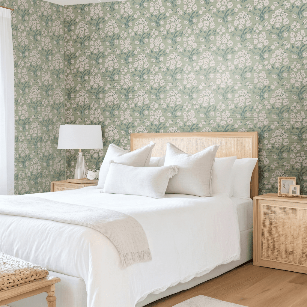 Linen Bloom Faux Grasscloth Wallpaper - Benton Lane Home - Lemon Park