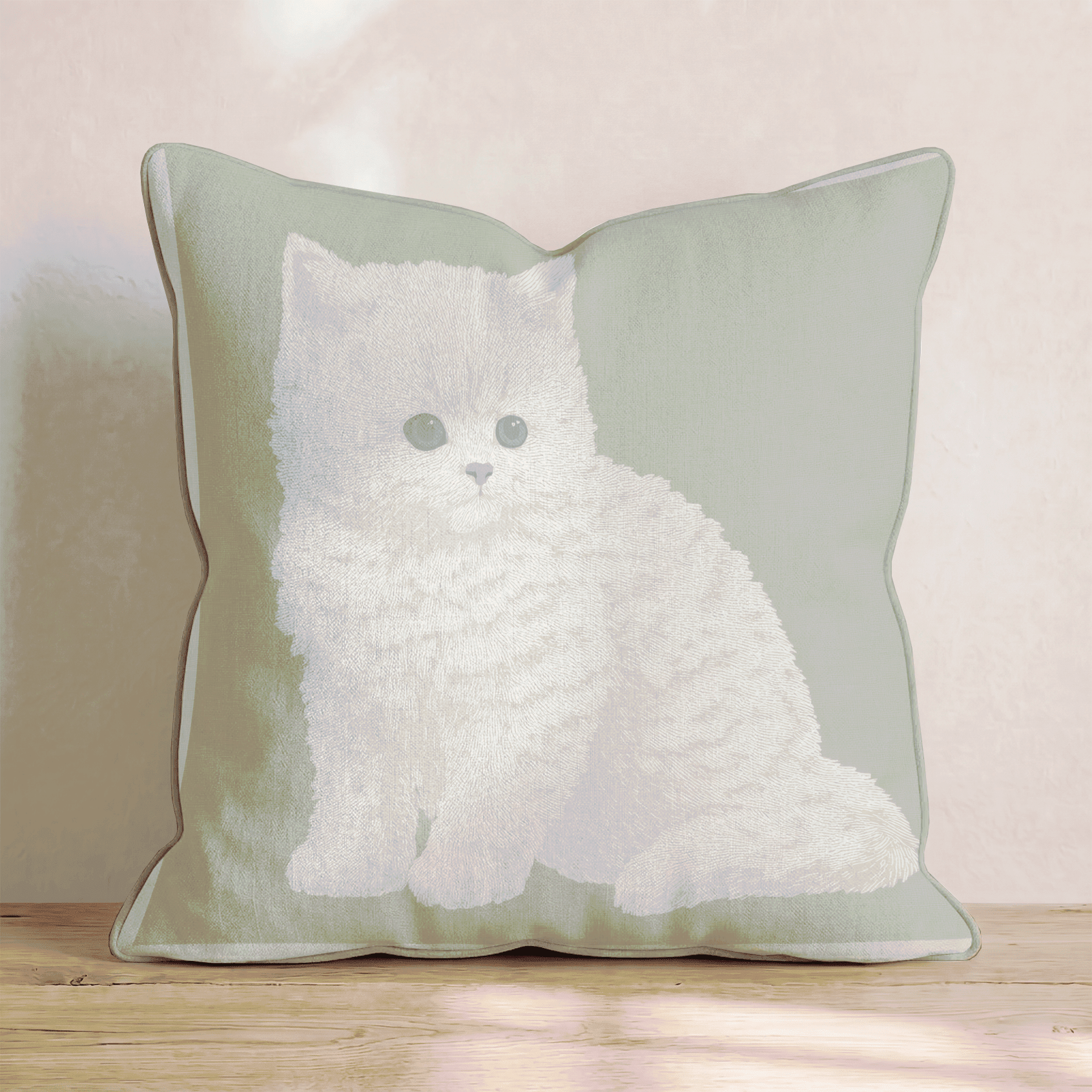 Linen Kitten Throw Pillow - Benton Lane Home - Hillcroft Home