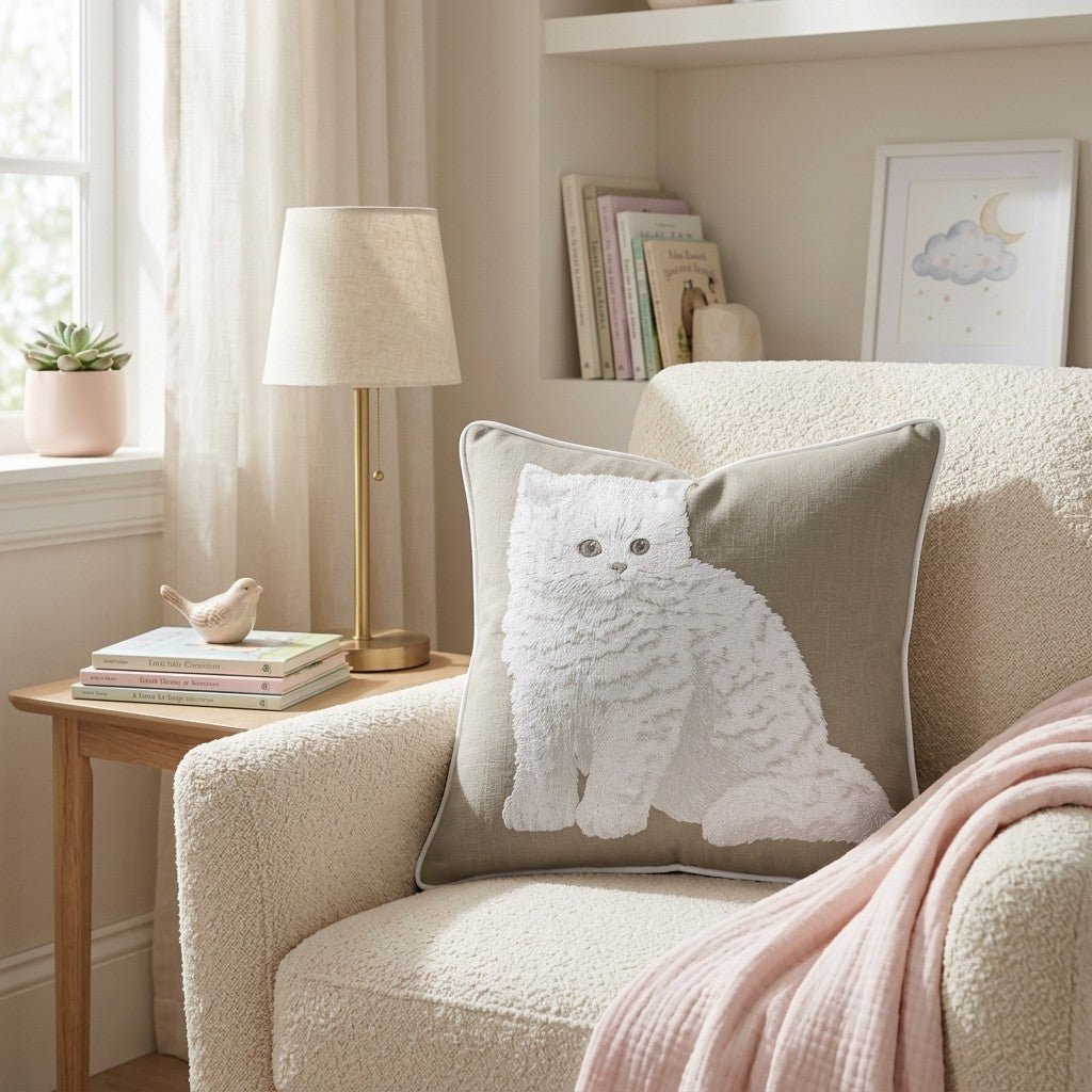 Linen Kitten Throw Pillow - Benton Lane Home - Hillcroft Home