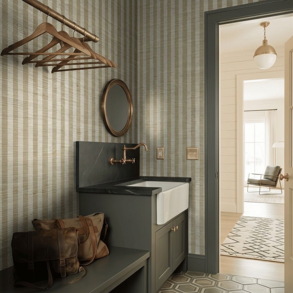Linen Stripes Faux Grasscloth Wallpaper - Painted Paper