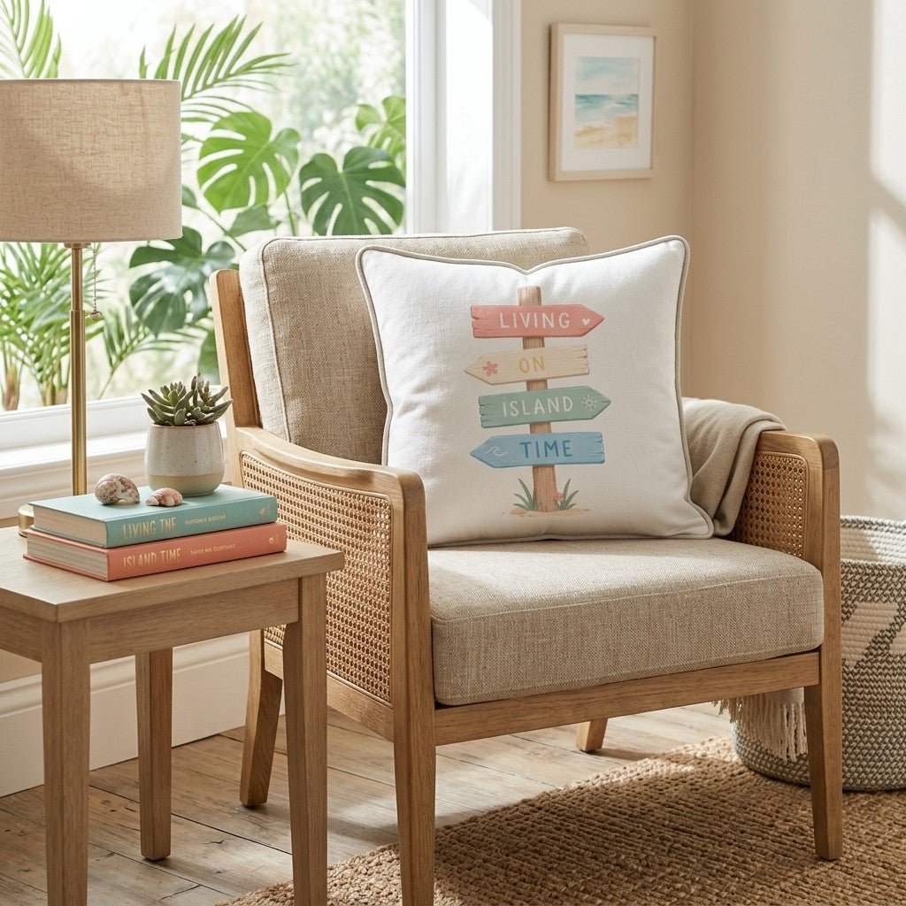 Living on Island Time Throw Pillow - Benton Lane Home - Hillcroft Home