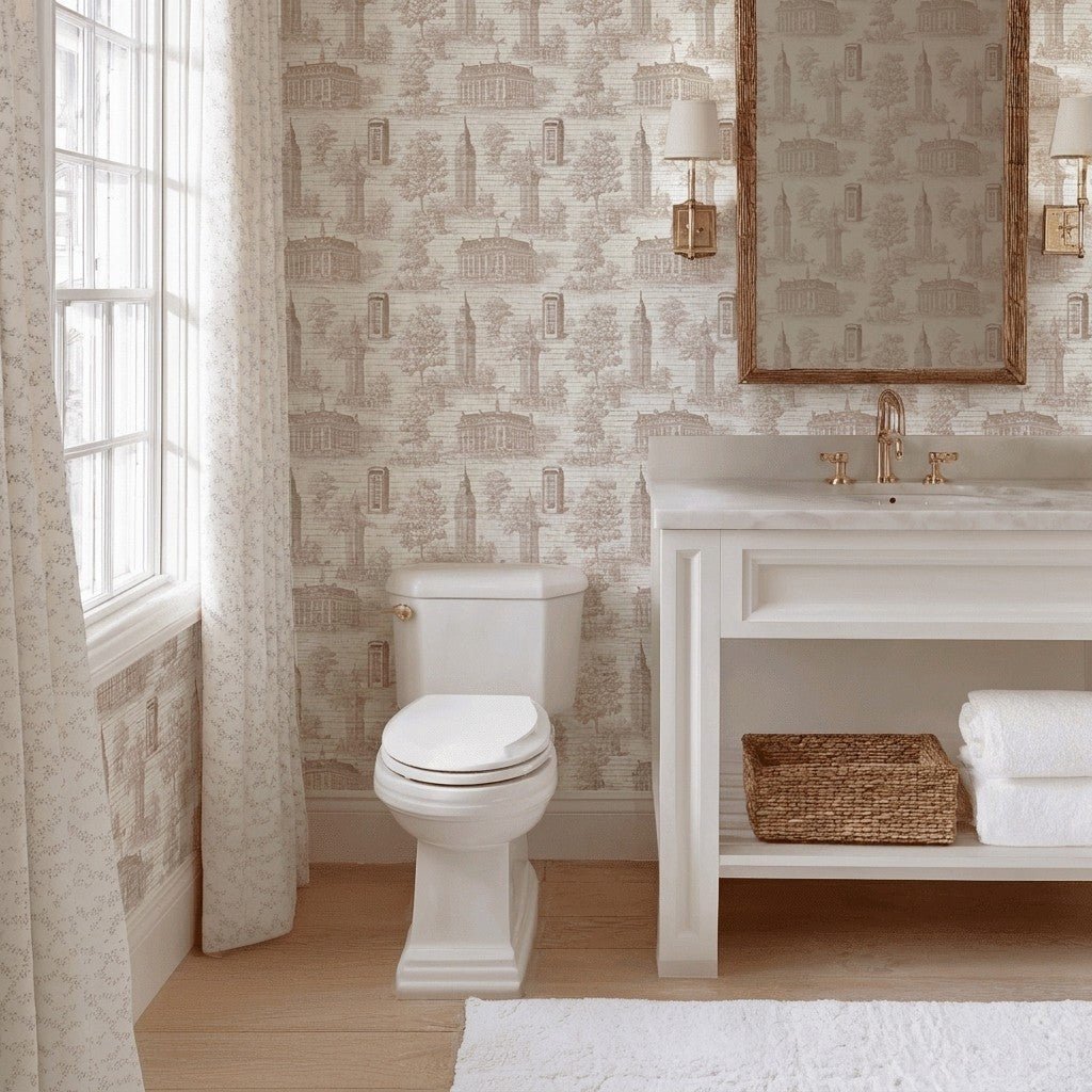 London Sketchbook Faux Grasscloth Wallpaper - Benton Lane Home - Lemon Park