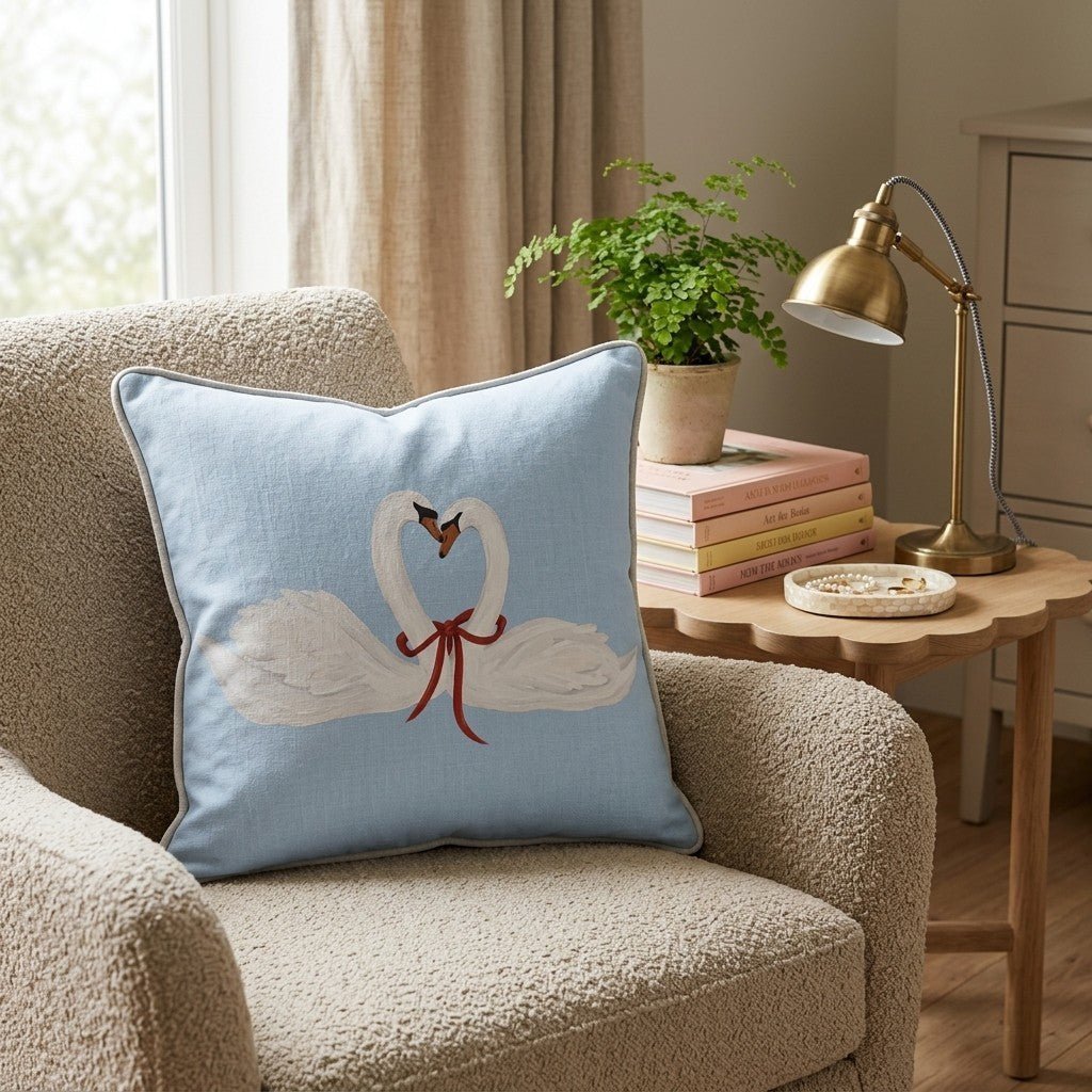 Love Swans Throw Pillow - Benton Lane Home - Hillcroft Home