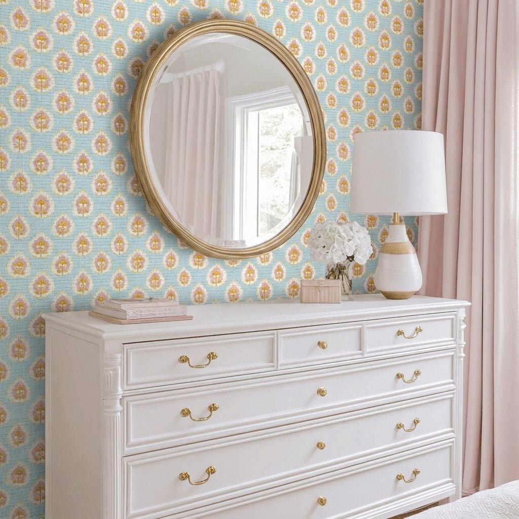 Magnolia Mist Faux Grasscloth Wallpaper - Benton Lane Home - Lemon Park