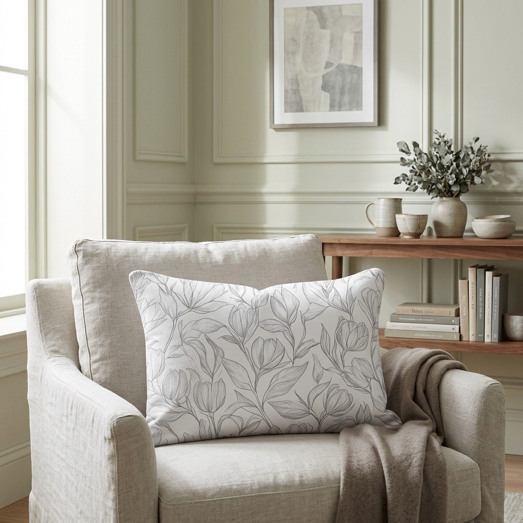 Magnolia Sketch Throw Pillow - Benton Lane Home - Lemon Park