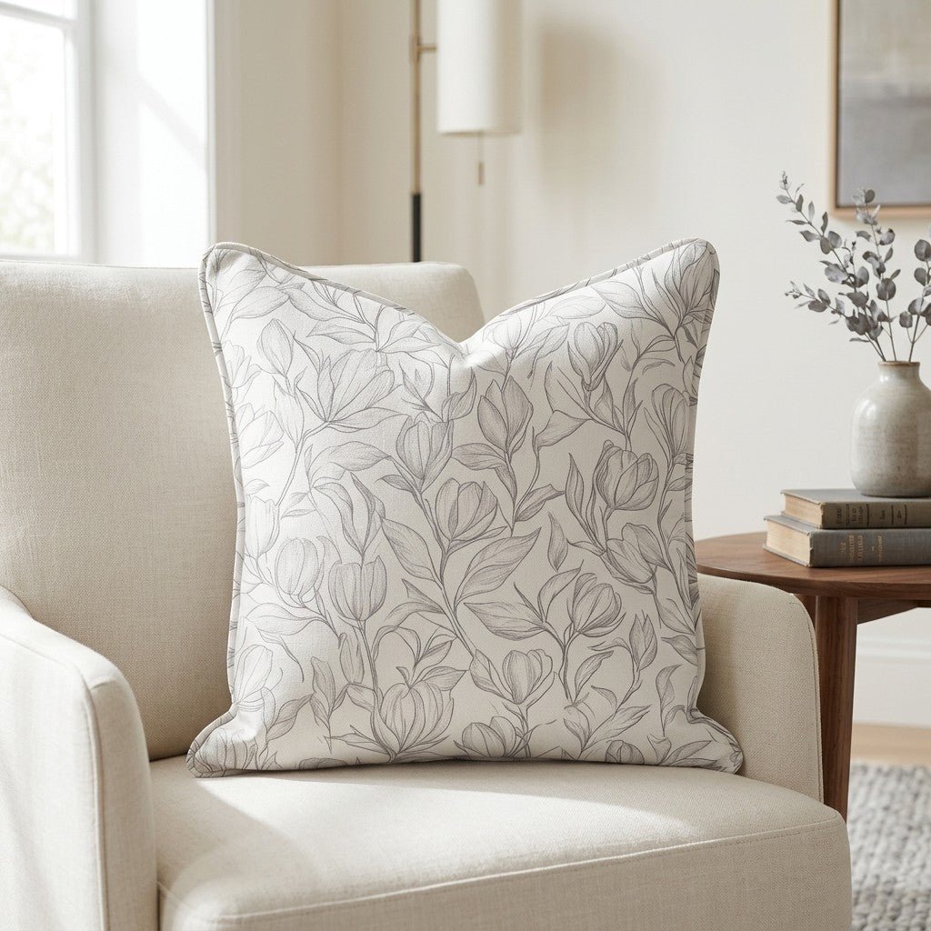 Magnolia Sketch Throw Pillow - Benton Lane Home - Lemon Park